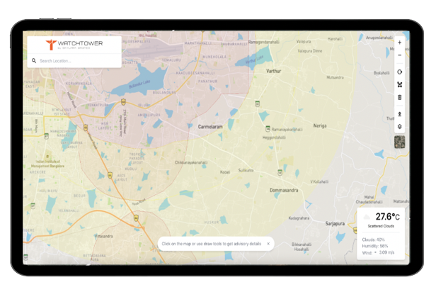 Tablet showing watchtower application screenshot